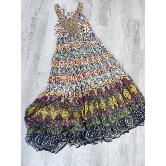 Alberto Macali boho maxi dress 100% Viscose size M - Picture 1 of 13